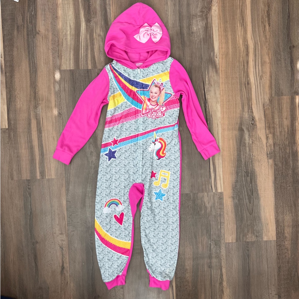 ✨5/$20✨ Nickelodeon Jojo Siwa Hooded Front Zip Sleeper Pajama Pink Size 6/6X